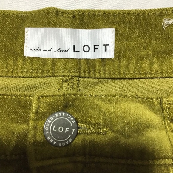 LOFT Olive Velvet Skinny Pants - Picture 3 of 9